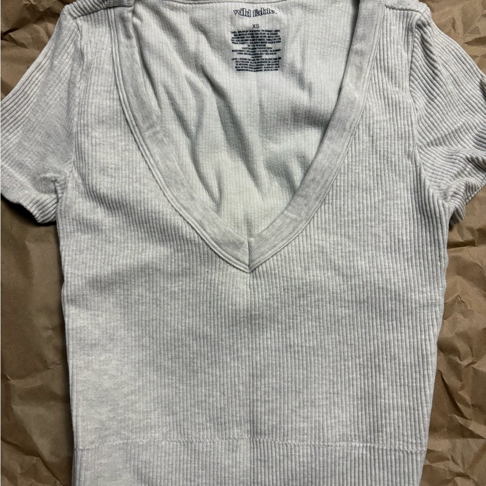 Wild Fable Deep V-Neck Ribbed Knit Crop Top